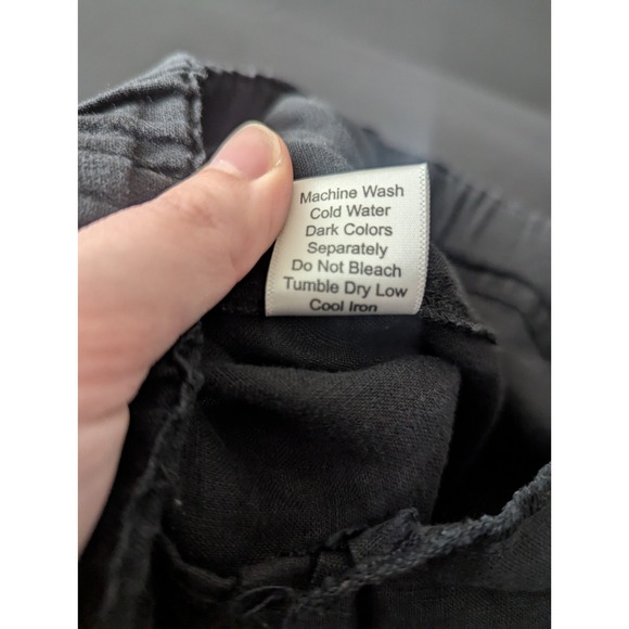 Allen Allen Pants Womens XL Black 100% Linen Wide Leg Lounge High Rise Relaxed - Picture 7 of 10